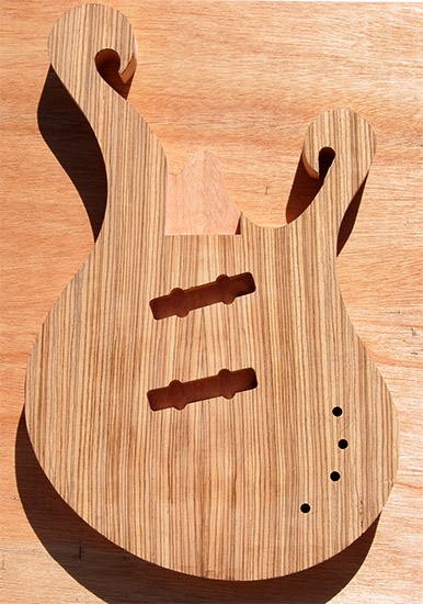 Custom 5 string bass body with double scrolls