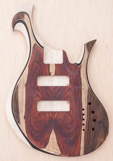 Custom bass body, cocobolo/ebony/maple