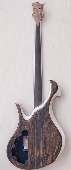 Custom bass with wenge neck, maple/bocote body