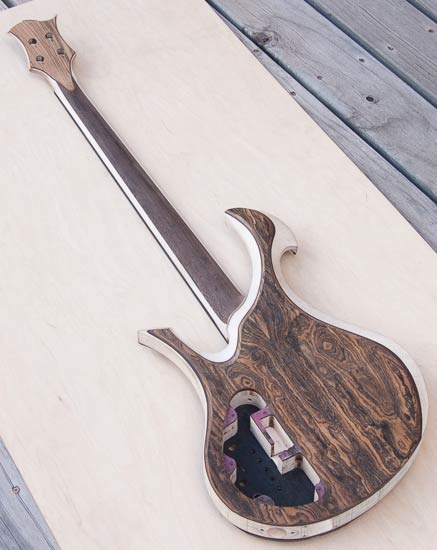 Bocote bass guitar with wenge neck