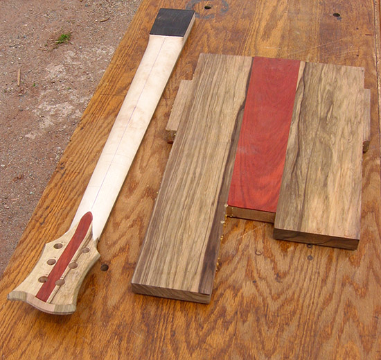 6 string bass neck with black limba bass body