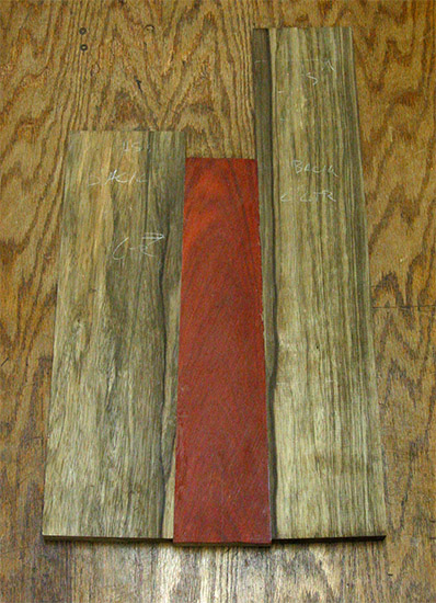 6 string bass body blank with bloodwood stripe on back