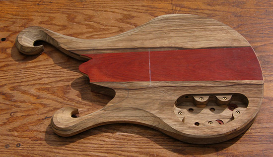 6 string custom bass body with control route for Villex components