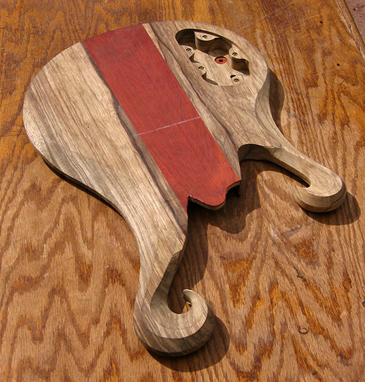 6 string custom bass before neck heel carving