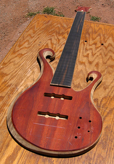 Custom 6 string bass with Villex pickups in Jazz bass positions