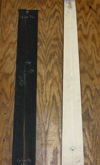 6 string bass ebony fretboard and maple neck, close up