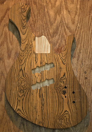 Ash custom bass guitar with bocote top