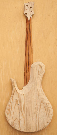 Swamp ash and tigerwood custom bass guitar build