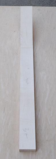 Rock maple neck blank for a 6-string bass, back