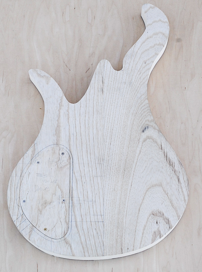 Swamp ash custom bass guitar body with matching control cover