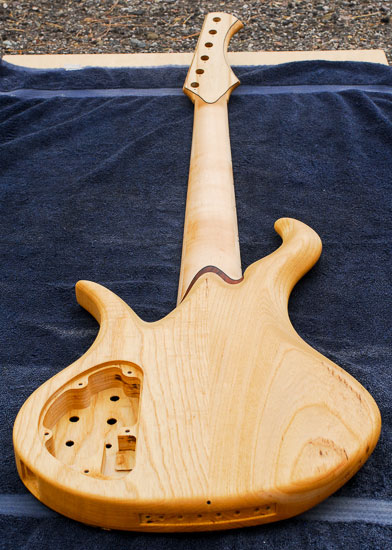 6-string bass build w/ string-thru design on body bottom edge