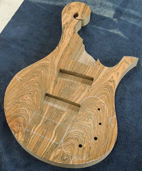 Bocote/walnut bass guitar body