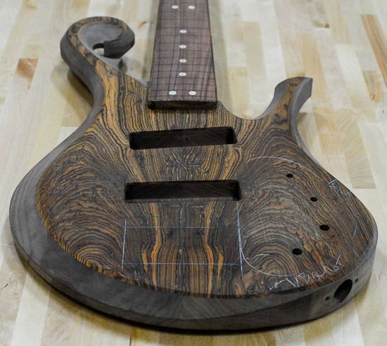 Electric bass build with humbucker routes for Nordstrand Dual Blades