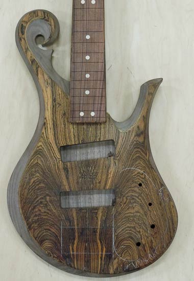 35 inch custom bass build made of walnut and bocote