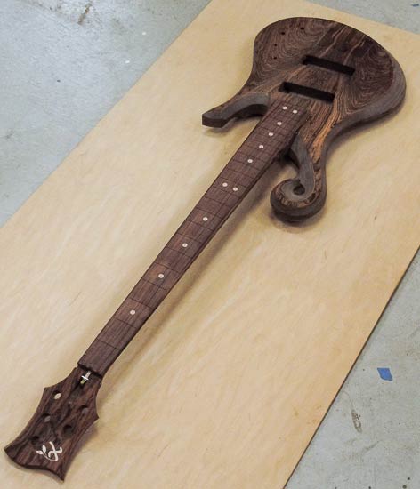 Long scale bass guitar build with maple dot markers
