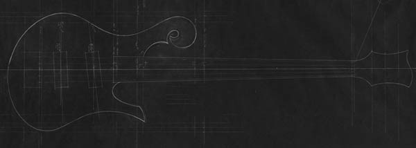 Five string custom bass design with hook scroll