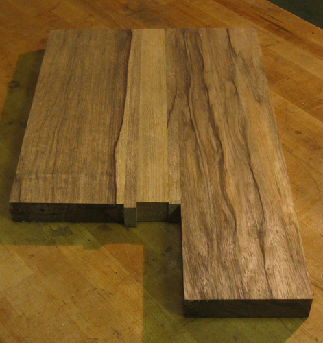 Black limba bass body from the rear
