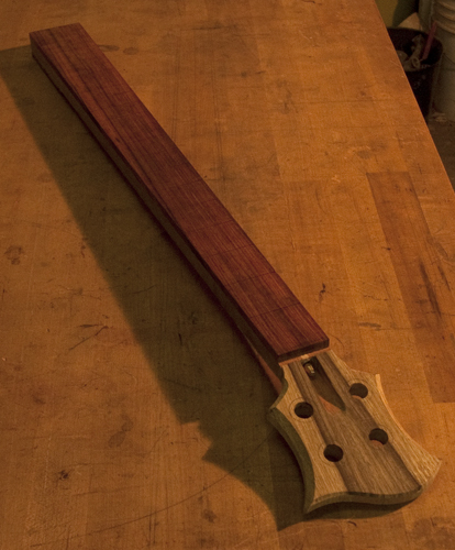 Custom bass with cocobolo fretboard and limba headstock