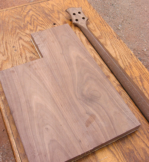 Black walnut bass body blank with panga panga neck
