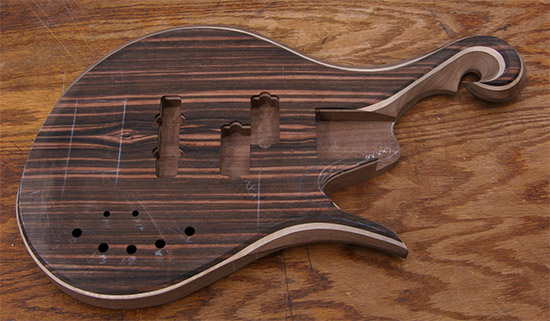 Custom bass body with P/J pickup configuration