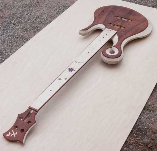 Maple/bloodwood custom bass, maple fretboard
