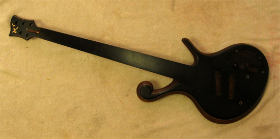 Fretless 5 string ebony bass with ebony headstock