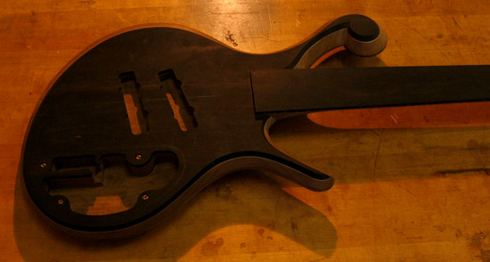 5 string ebony bass with fretless neck