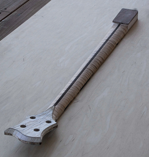4-string flamed maple bass guitar neck