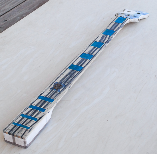 Bass neck with custom sea turtle inlay and turqoise block inlays