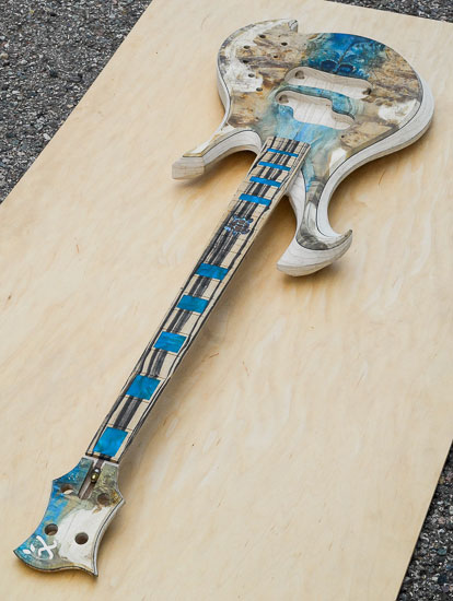 Black and white ebony fretboard on a custom bass build