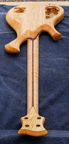 Flamed maple neck on a Xylem bass build