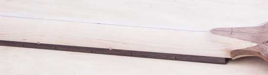 Scarf joint on a custom bass guitar neck
