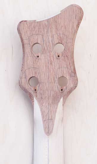 Custom bass headstock, mahogany, back