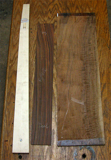 Neck, fingerboard and top blanks for a single-cut bass