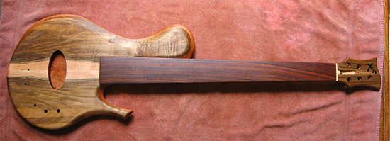 5 string fretless with single-cutaway design, Delano Xtender pickup