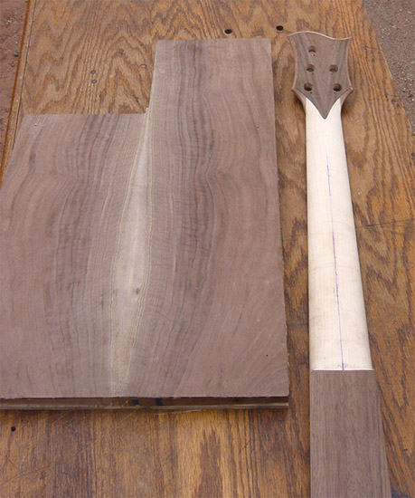 5 string bass neck and bass body with claro walnut top