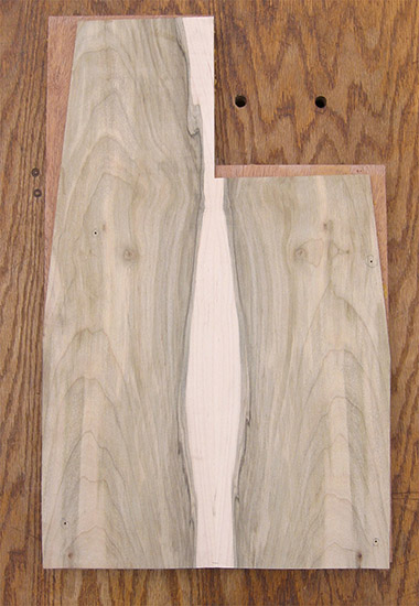 5 string bass body blank with bookmatched spalted maple top