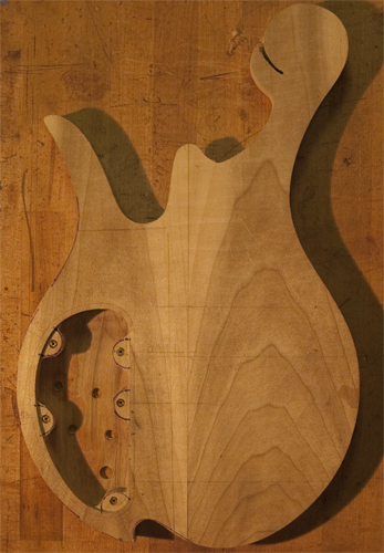 Poplar custom bass body from the back