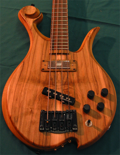 Hipshot TransTone bridge on a Xylem bass with sting-thru design