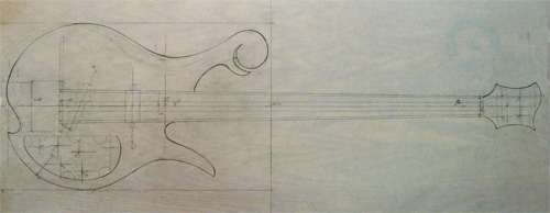 Design of a unique Xylem custom bass with 33" scale