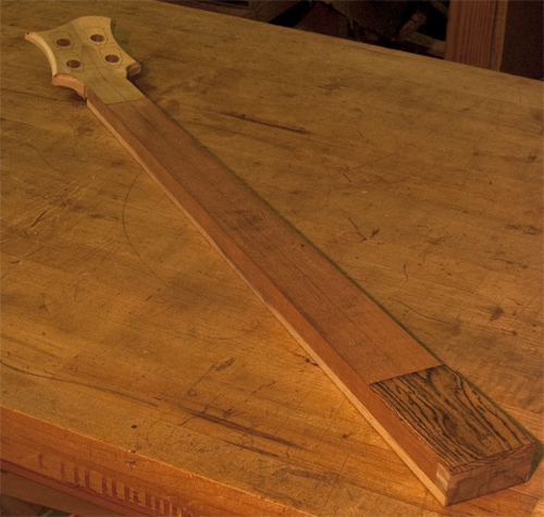4 string bass neck with bocote neck shim