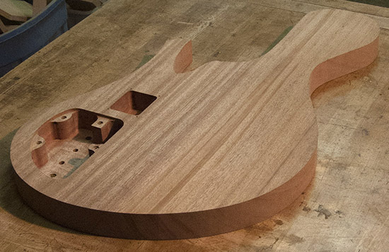 Sub-contra bass body with single-cut design, mahogany