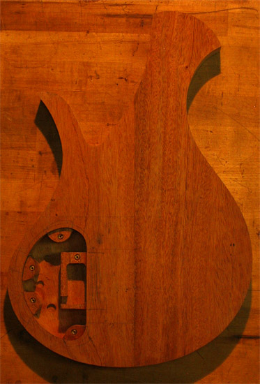 Xylem single-cutaway bass body's back