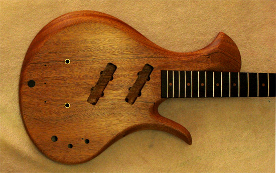 Xylem single-cut mahogany bass with bois de rose fretboard