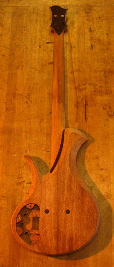 Xylem custom mahogany bass from the back