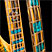 Aquamarine block and abalone sea turtle inlays on a custom bass