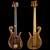 Front of the Xylem 5 string custom bass guitar with Hipshot hardware, Bartolini pickups and macassar ebony top