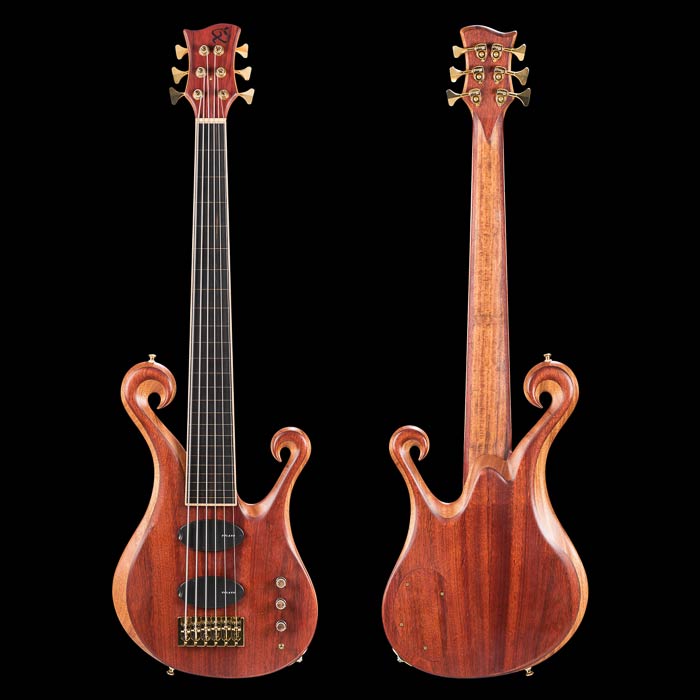 6 string fretless bass guitar with Delano pickups, Audere preamp