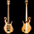 Reverse scroll custom bass guitar with Wal bass style pickups