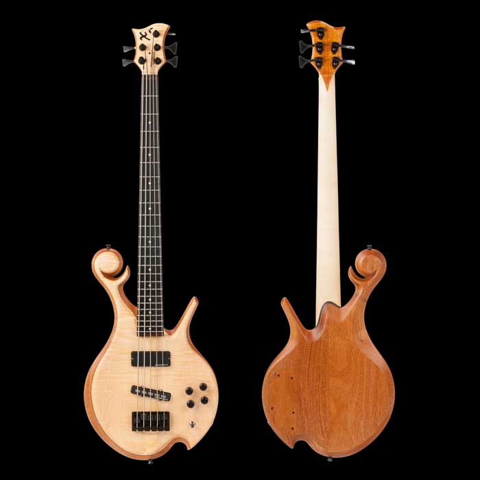 Xylem 5 string custom bass with curly maple top